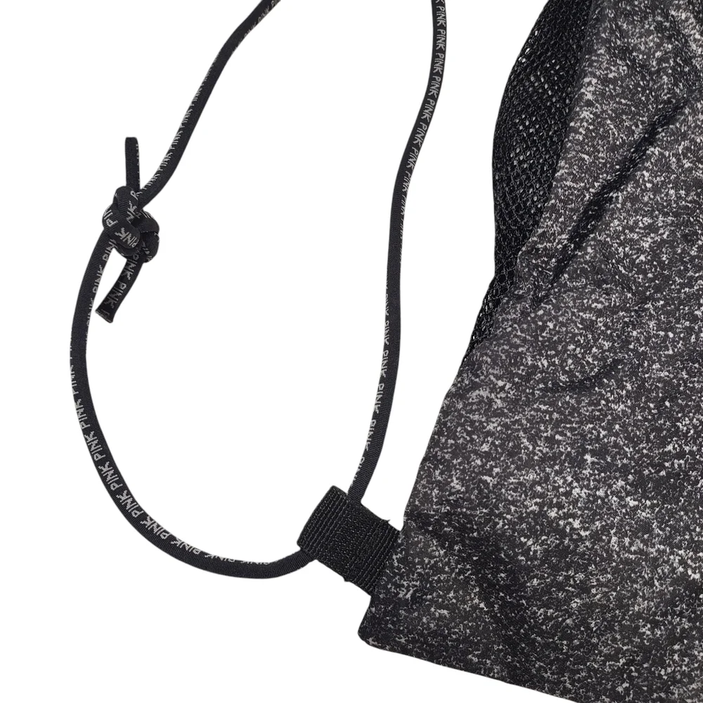 Victoria's Secret Drawstring Black Gray Backpack Bag